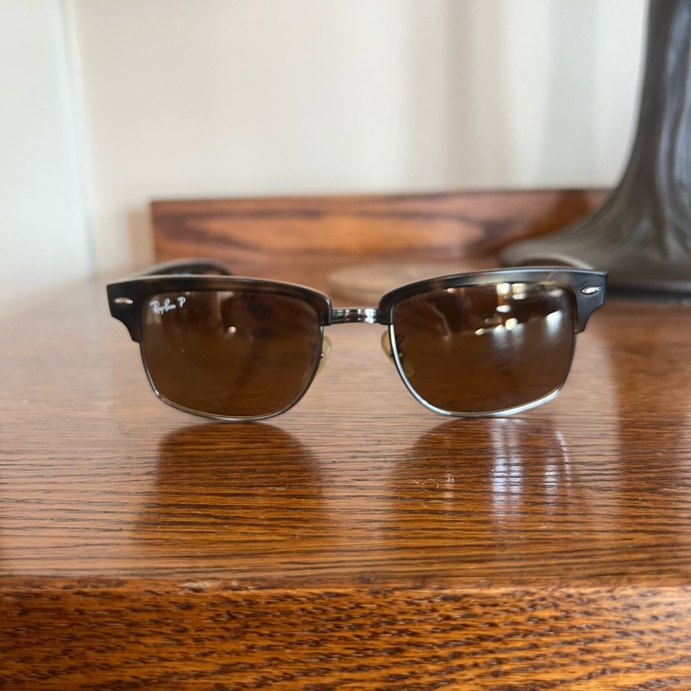 Ray-Ban Black and Brown Clubmaster Sunglasses